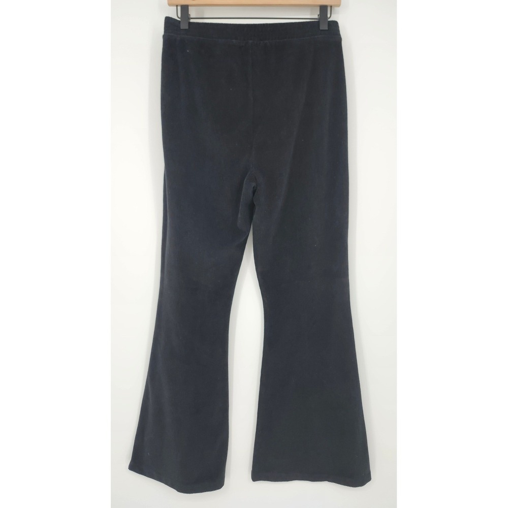 Aerie Groove On Ribbed Velour Flare Pant Size M Black Wide Wale Cozy Soft Grunge - Picture 7 of 8